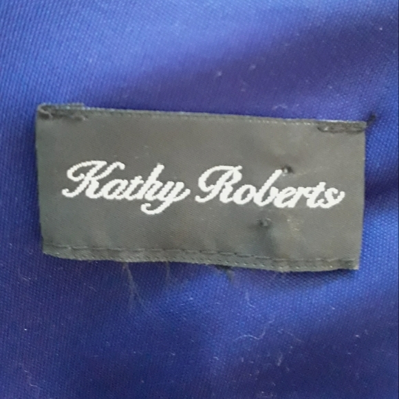 Vintage Kathy Roberts Blue Empire Waist Party Dress with Lace Sequin Accents - Picture 6 of 10